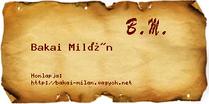 Bakai Milán névjegykártya